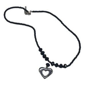 heart black beaded clasp necklace shine costume READ